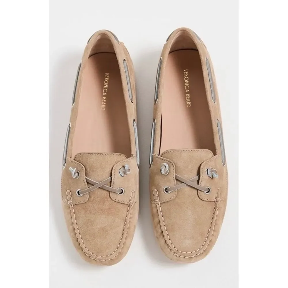 New Veronica Beard Jia Boater Flats in Sand Size 6